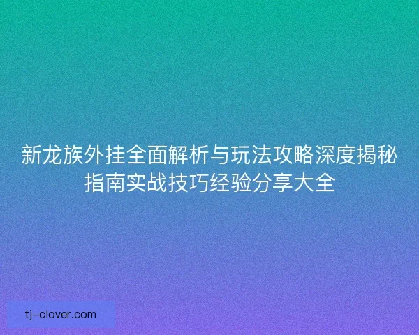 新龙族外挂全面解析与玩法攻略深度揭秘指南实战技巧经验分享大全