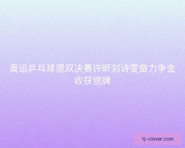 奥运乒乓球混双决赛许昕刘诗雯奋力争金收获银牌