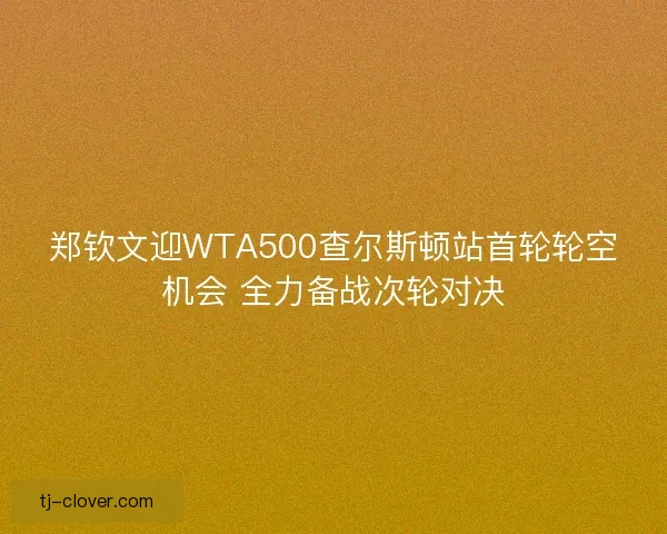 郑钦文迎WTA500查尔斯顿站首轮轮空机会 全力备战次轮对决