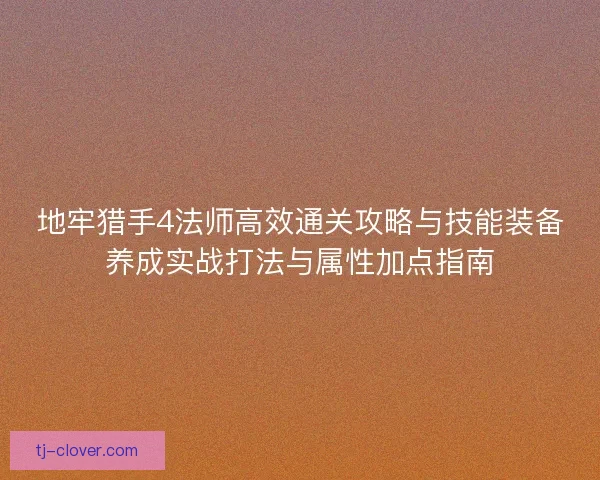 地牢猎手4法师高效通关攻略与技能装备养成实战打法与属性加点指南